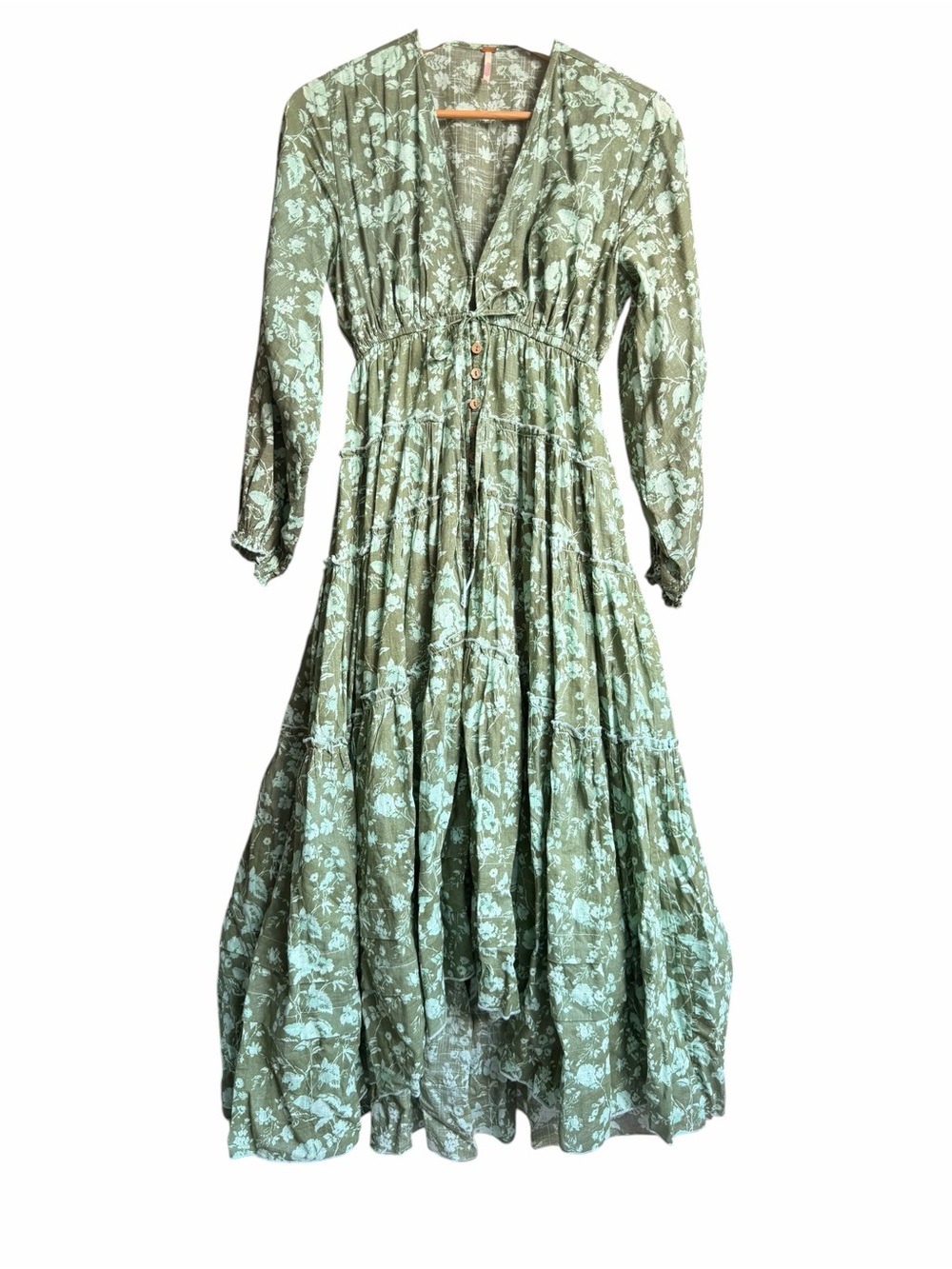 Freepeople Bohemian Floral Maxi Dress in Sage Green size XS